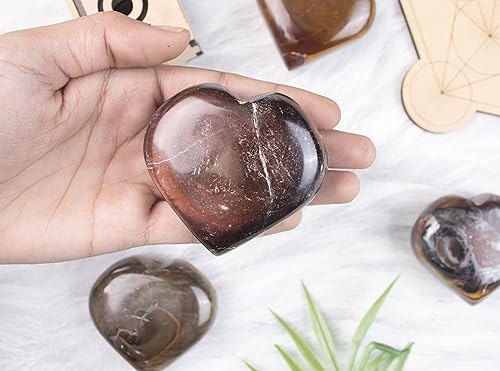 Miniatura 5 de Crocon Juego de piedras preciosas de corazón de ojo de tigre rojo talladas a mano con bolsillo de cristal curativo colección de secadora de palmera