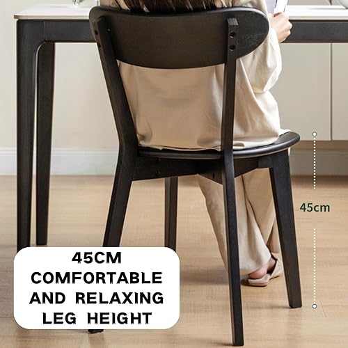 Miniatura 7 de Grewood Sillas de comedor 100% de madera de roble macizo, sillas de comedor modernas de mediados de siglo con respaldo ancho redondeado, sillas para
