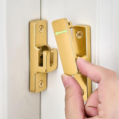 Paquete de 2 cierres giratorios dorados de 90180 grados, perno de bloqueo resistente para aplicaciones de puertas, graneros, jardines, vallas,