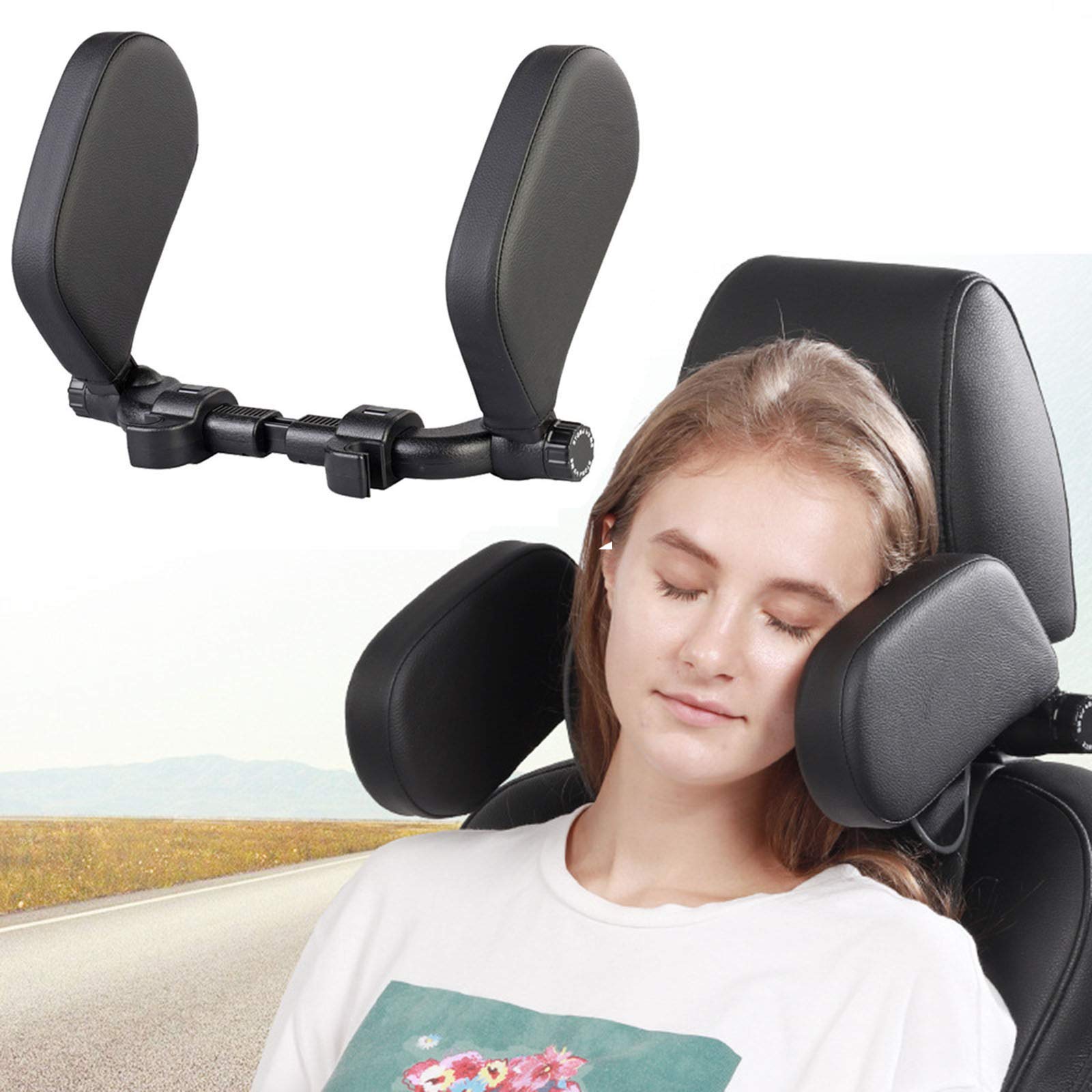 ZPPLD Cuscino per collo auto, cuscino per poggiatesta auto, supporto per poggiatesta auto, sedile auto in memory foam, traspirante, sfoderabile e lavabile, nero (C