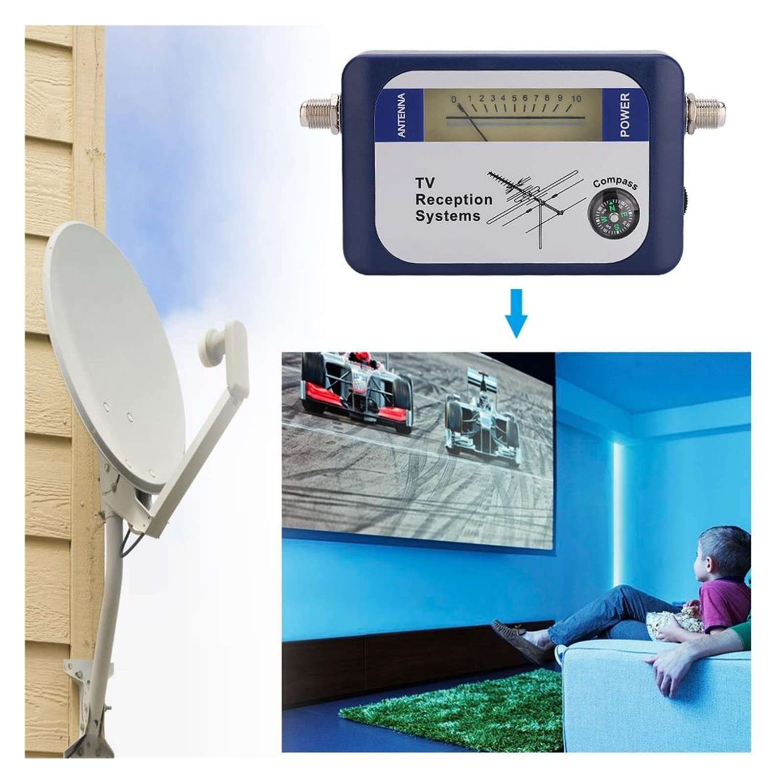 Mini DVB-T Finder Digital Antenna Terrestre TV Rilevatore di misuratore potenza del segnale Decodificatore del ricevitore