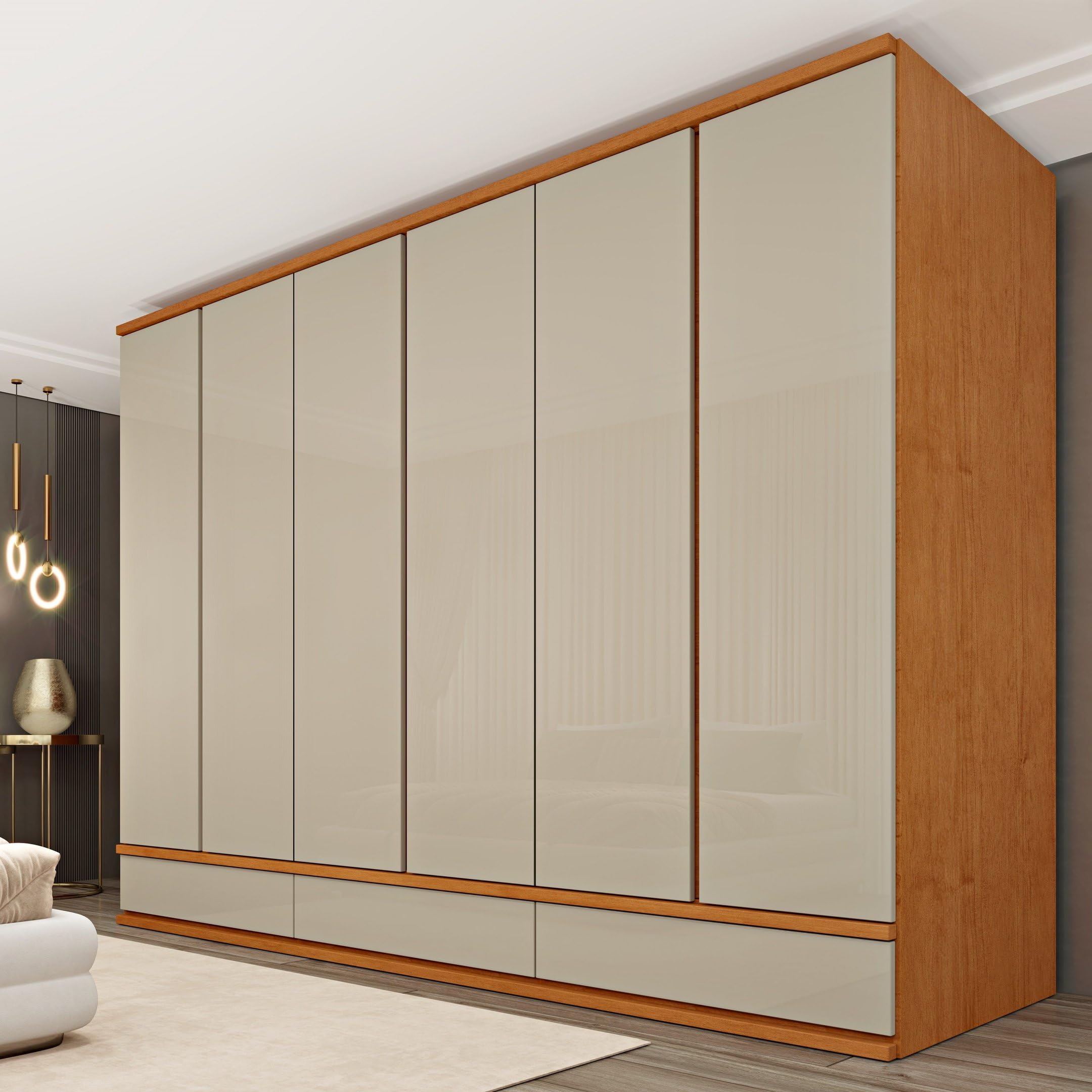 Guarda Roupa Casal 100% MDF 6 Portas 9 Gavetas 270cm Tóquio