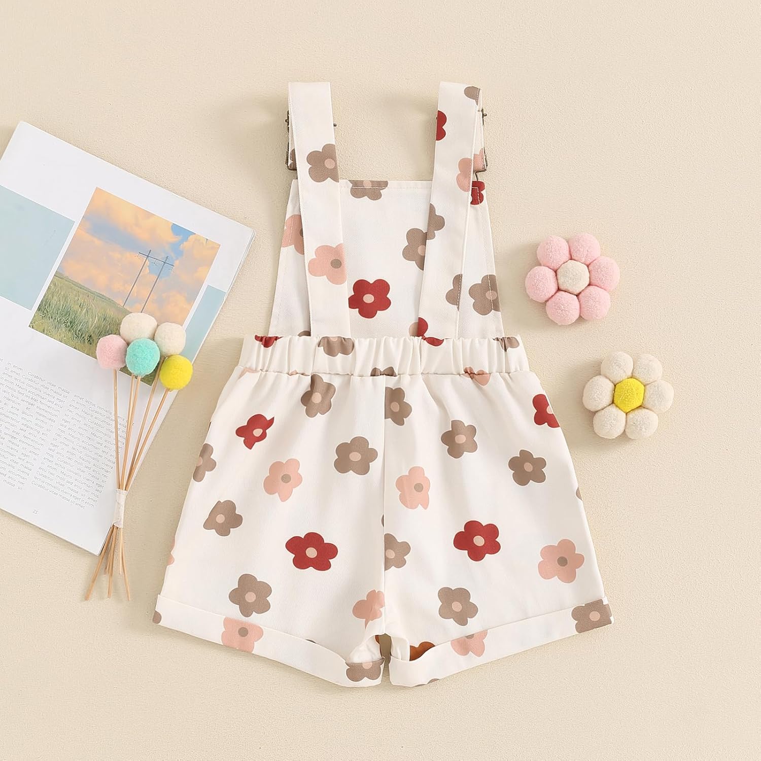 Toddler Baby Girl Sunflower Print Overalls Shorts with Pocket Suspender Trousers Cute Summer Clothing Outfit - Image 2