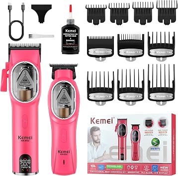 KEMEI Professional Hair Clippers Set for Men, Electric Clippers Kit and Trimmers Set, Cordless Haircut Clippers, Rechargeable Hair Cutting Tools with LED Display, Gifts for Men