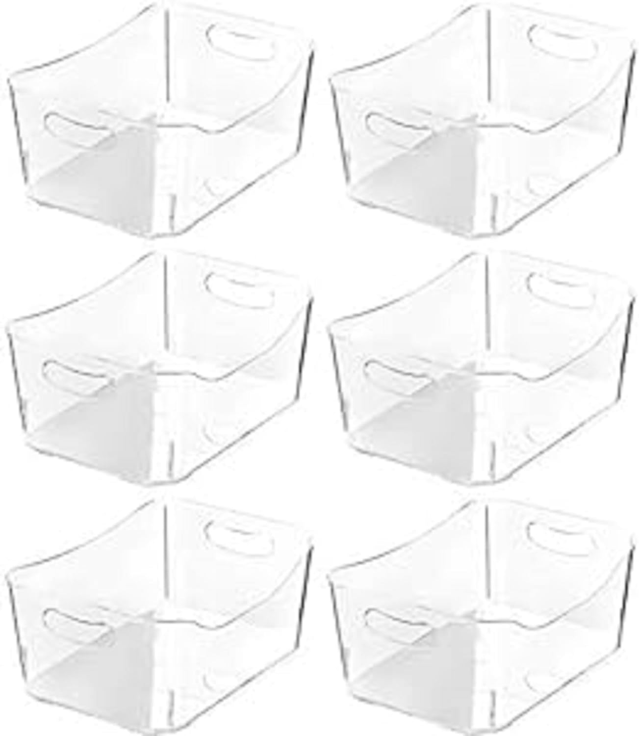 YBM HOME Storage Bins - Clear Plastic Organizers and Baskets for Kitchen Pantry, Bathroom, Toys and Food Storage (Small - 6 Pack)