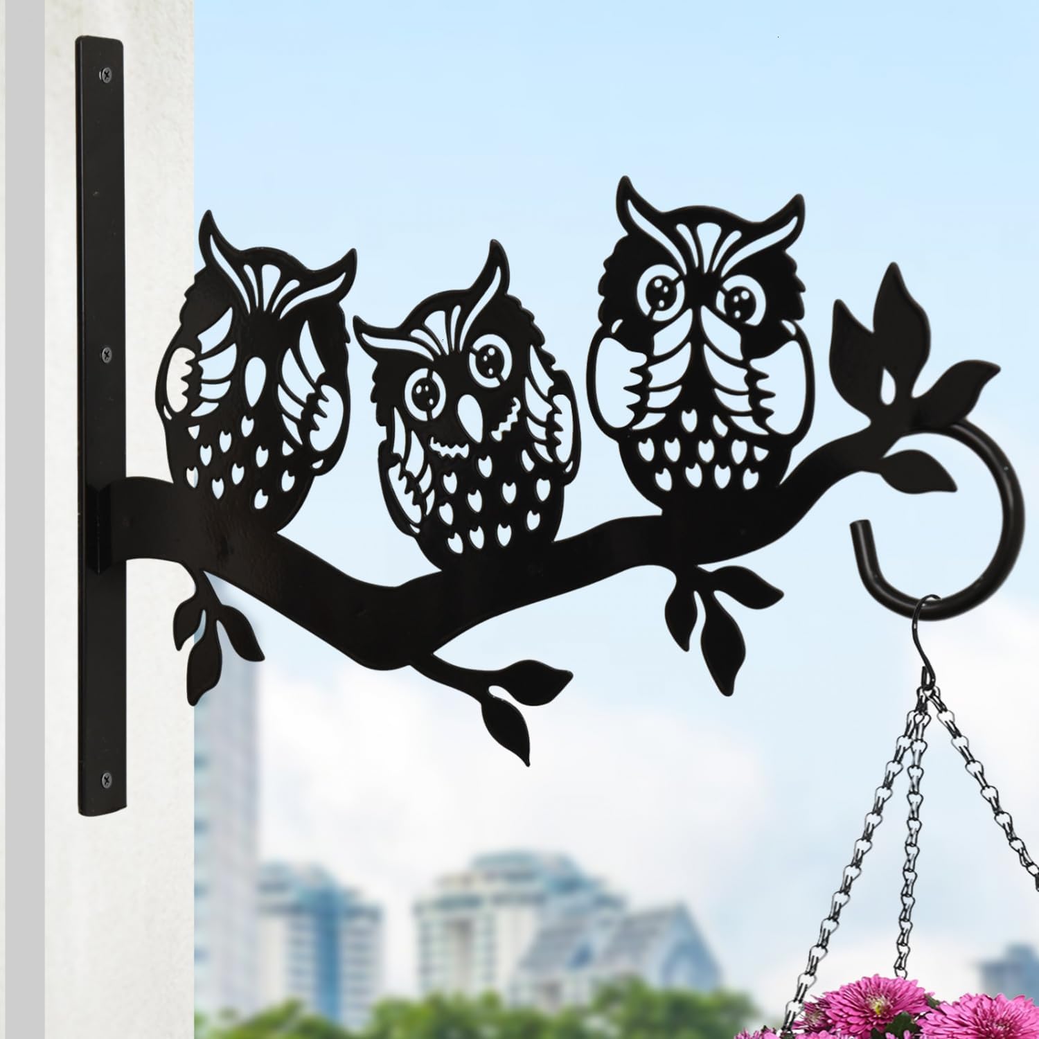 VumduaPlant Hangers Outdoor, Metal Hanging Plant Bracket, Plant Hooks for Hanging Baskets, Bird Feeders, Wind Chimes Indoor, Lantern, Flower Pot, Wall Mount Plant Holder with Screws (Owl)