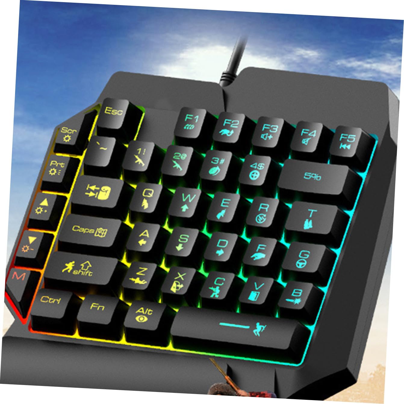 Mipcase Tastiera Gaming Retroilluminata con Mouse Nero Set Compatto in Abs Design Semplice per Videogiochi e Intrattenimento a Casa per Giovani