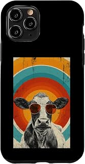 Funny Cow Wearing Aviator Sunglasses Retro Vintage Case for iPhone 11 Pro