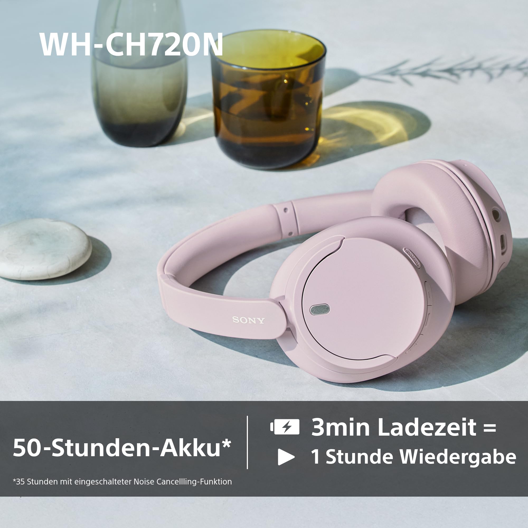 Sony WH-CH720N Kabelloser Bluetooth-Kopfhörer mit Noise Cancelling, 35h Akkulaufzeit, Schwarz
