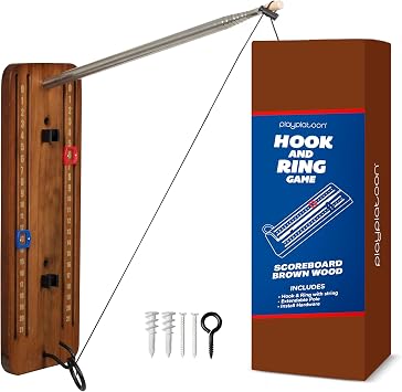 Play Platoon Hook and Ring Toss Game - Ring Toss Bar Game for Adults, Wood Toss Ring Game for Adults - Perfect for Home, Basement, Bars, Gifts for Men