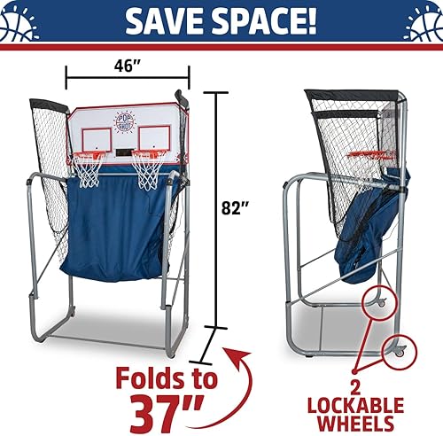 Miniatura 6 de Pop-A-Shot - Home Dual Shot Juego de baloncesto arcade para el hogar Aro de puntuación con sensor, 16 modos de juego, 7 bolas Plegable para un