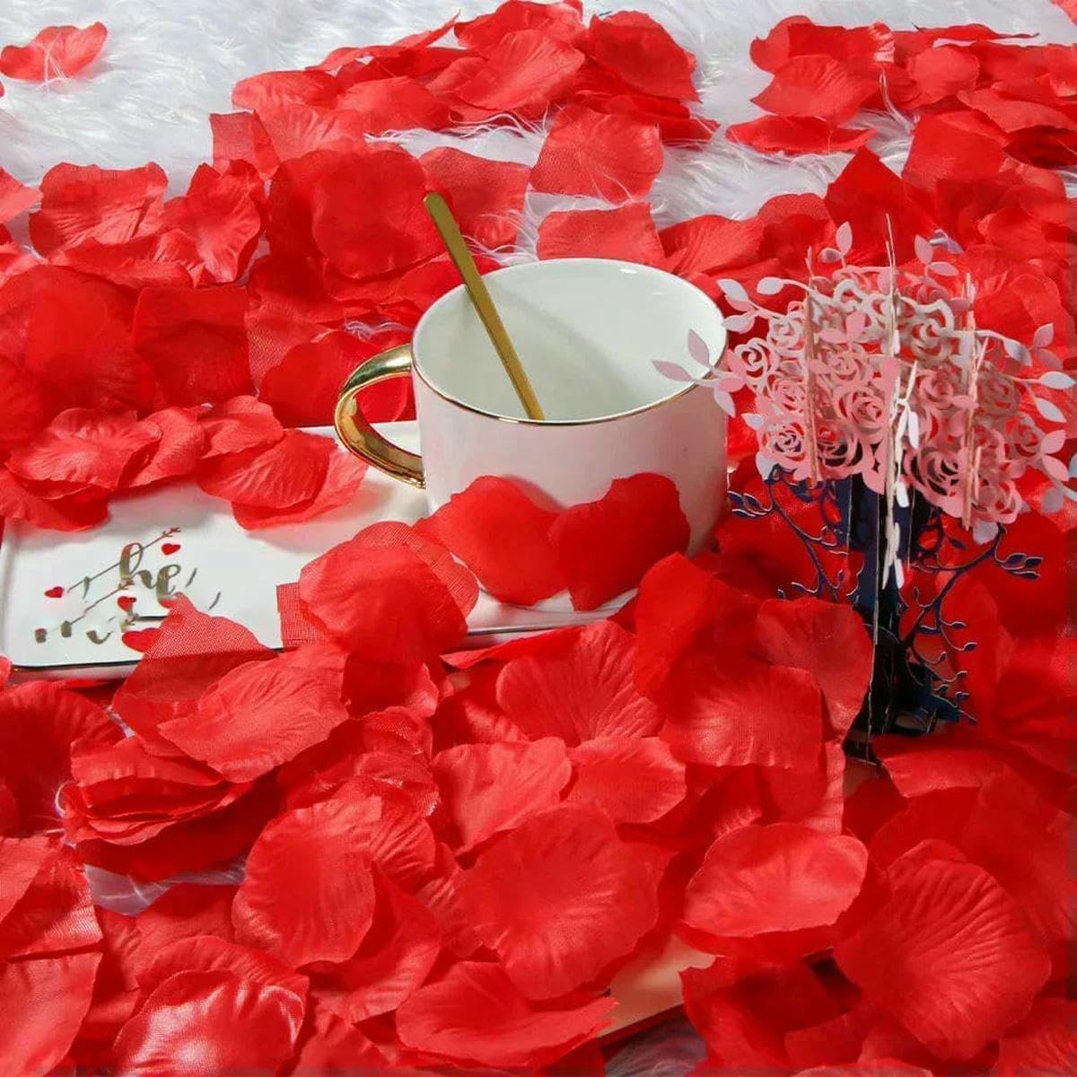 Symuluje płatki róż jedwabnych Sztuczny jedwab płatki róż Multi 100-10000 szt. Walentynki wesele romantyczny wystrój(Red,10000PCS (100Pack))
