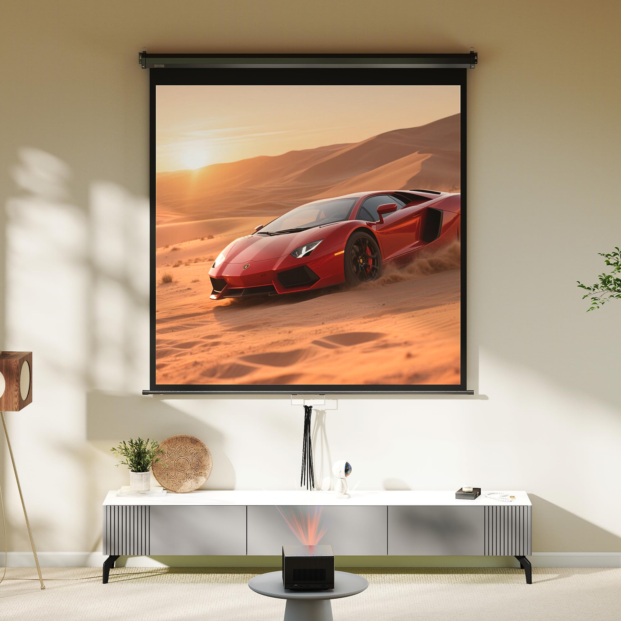 HOMCOM Schermo per proiettore, 152 x 152 cm, 85 pollici, 1:1, HD, 4K, per home theatre e presentazioni in ufficio