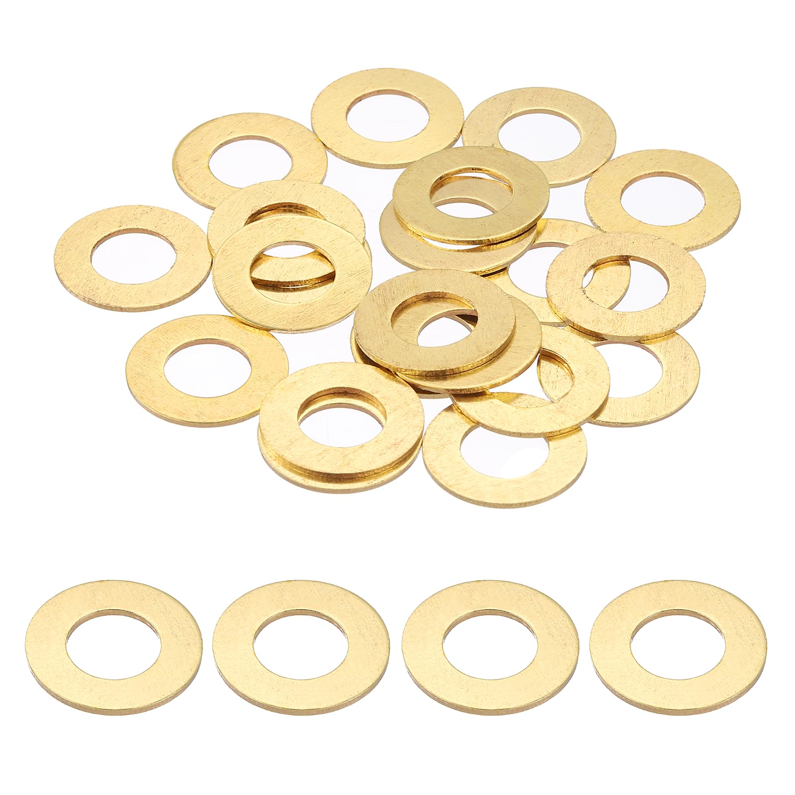 PATIKIL M8 Flat Washers, (16mm OD 1mm Thickness, Golden) (32 Pcs), Brass Metric Sealing Gasket Ring Crush Washer Spacers for Faucets/Garden/Bolts/Screws/Hose Pipe โ image 1