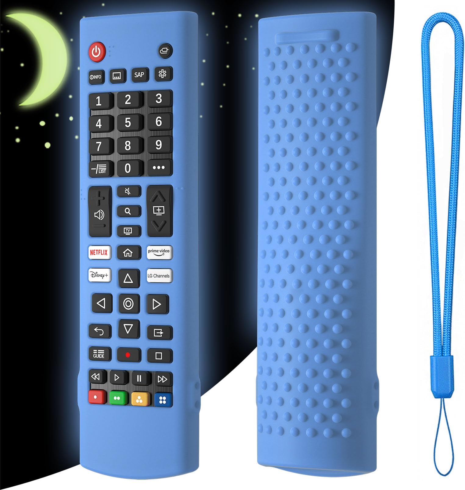Hi Color Silicone Case Cover for LG TV Remote AKB75095307 AKB75375604 AKB74915305 Silicone Protective Sleeve for LG Smart TV (Glow Blue)