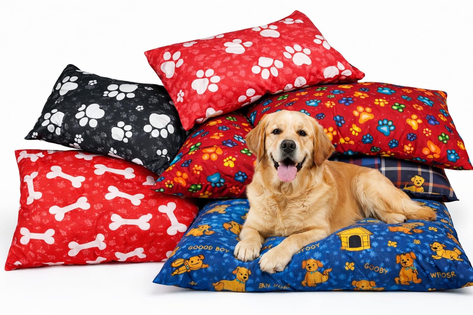 PET DOG BED CUSHION LARGES/XL SIZES WITH REPLACEABLE ZIPPED COVER AVAILABLE IN RANDOM COLOURS (Large (95 x 65 cm))