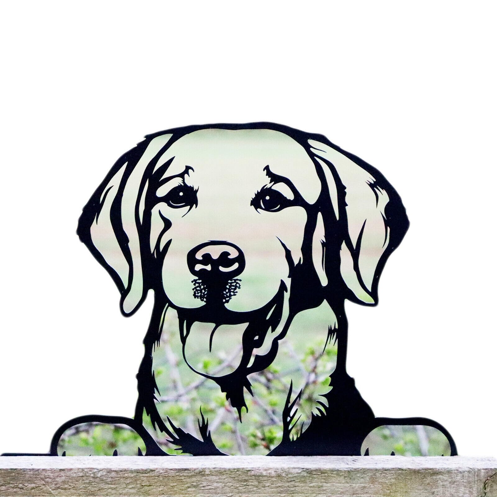 Darthome Black Peeking Retriever Fence Topper 32Cm Metal Pet Dog Art Silhouette Garden Decor