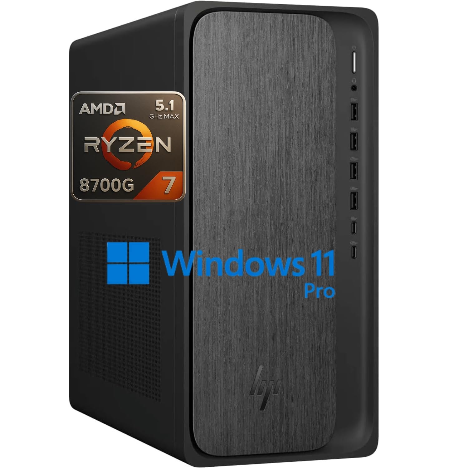 HP OmniDesk M02 Business AI PC Desktop, AMD Ryzen 7-8700G (Up to 5.1GHz), 64GB DDR5 RAM, 4TB SSD, Radeon 780M Graphics, USB-C, Wi-Fi 6, HDMI+DP Dual Display Support, Wireless KB&amp;M, Windows 11