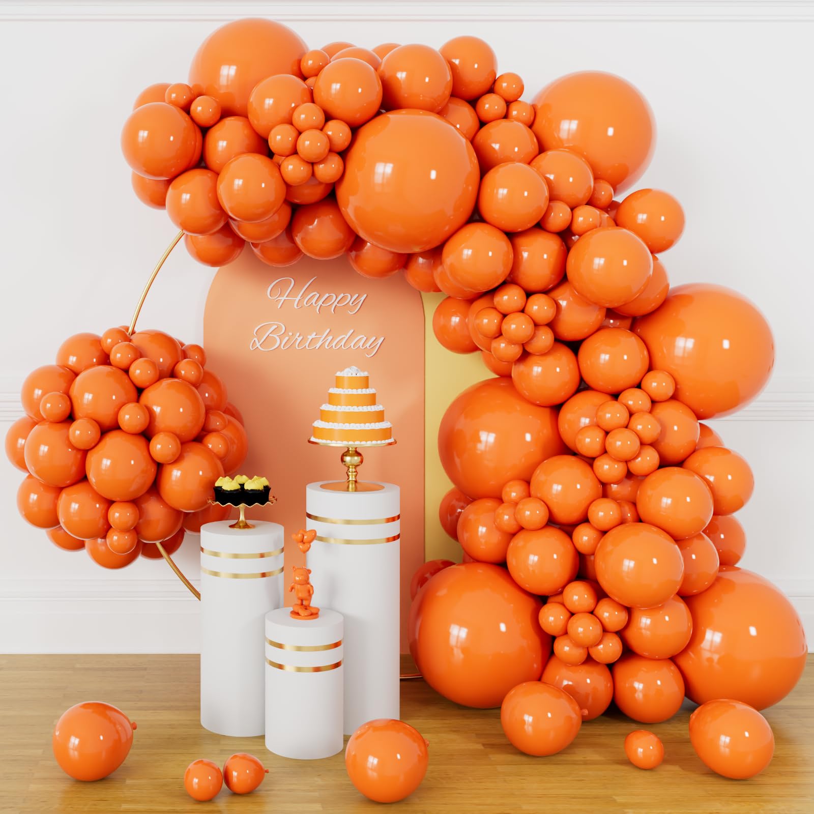 134Pcs Orange Balloons Different Sizes 5 10 12 18 Inch Orange Balloon Garland Arch Kit, Latex Balloons for Birthday Wedding Baby Shower Party