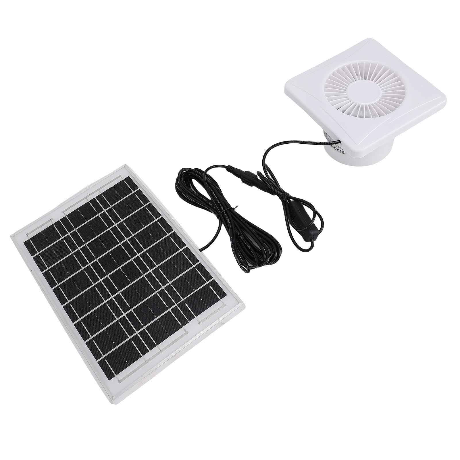 Bewinner Ventilatore di Scarico Ad Energia Solare, Pannello Solare da 6 W e Ventola di Ventilazione da 4 Pollici per Serra, Pollaio, Capannone, Cuccia per Animali Domestici