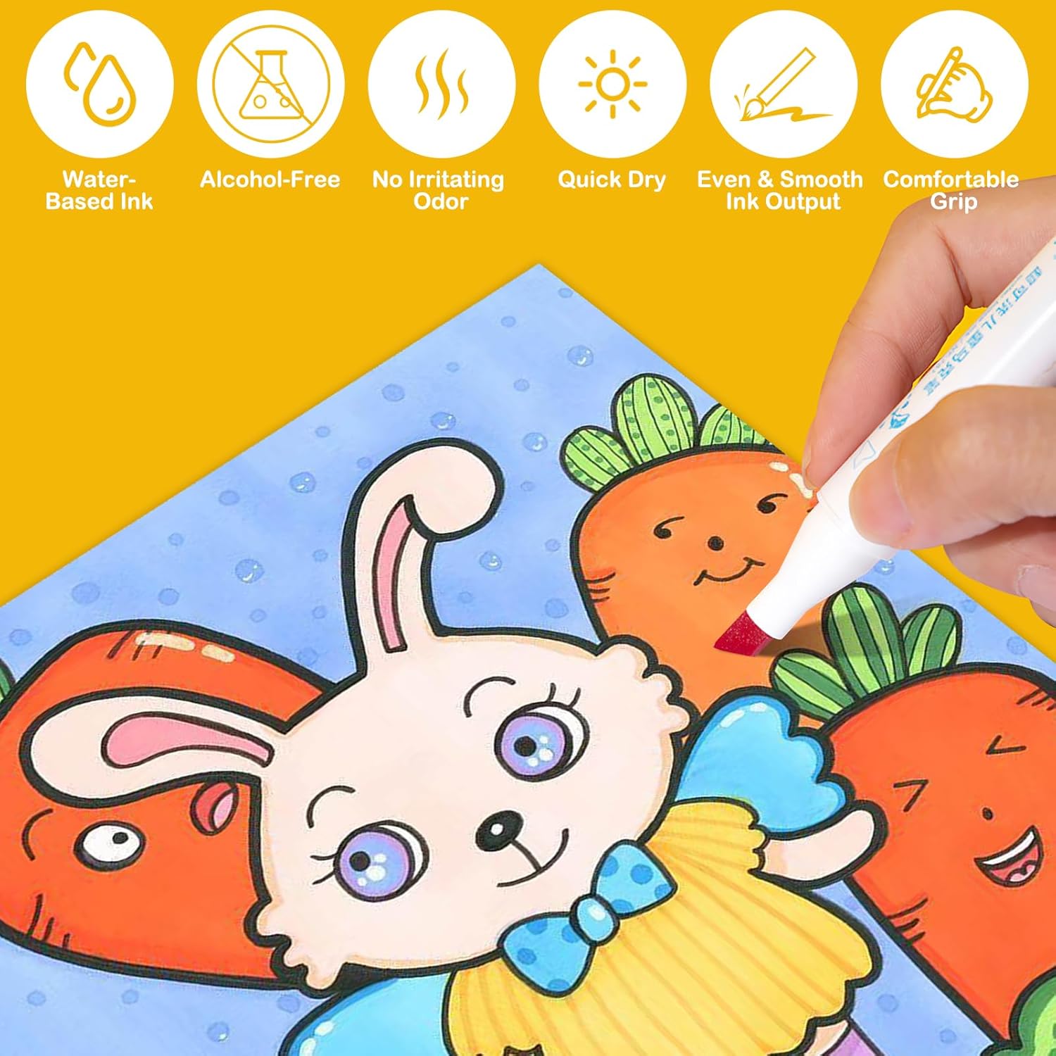 SAYEEC Washable Markers, 36 Colors Art Markers Set with Case, Fine Chisel Dual Tips Drawing Pens Water-Based Marker for Artist Adults Coloring Books Sketching Journaling Illustration Manga Comic - Image 6