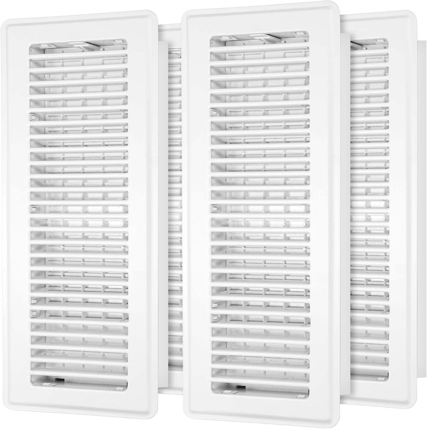 Floor Register 4x14-4 Pack Vent Covers for Home Floor Heavy Duty Steel Walkable Easy Adjust Air Supply Lever Cover for Sidewall, White