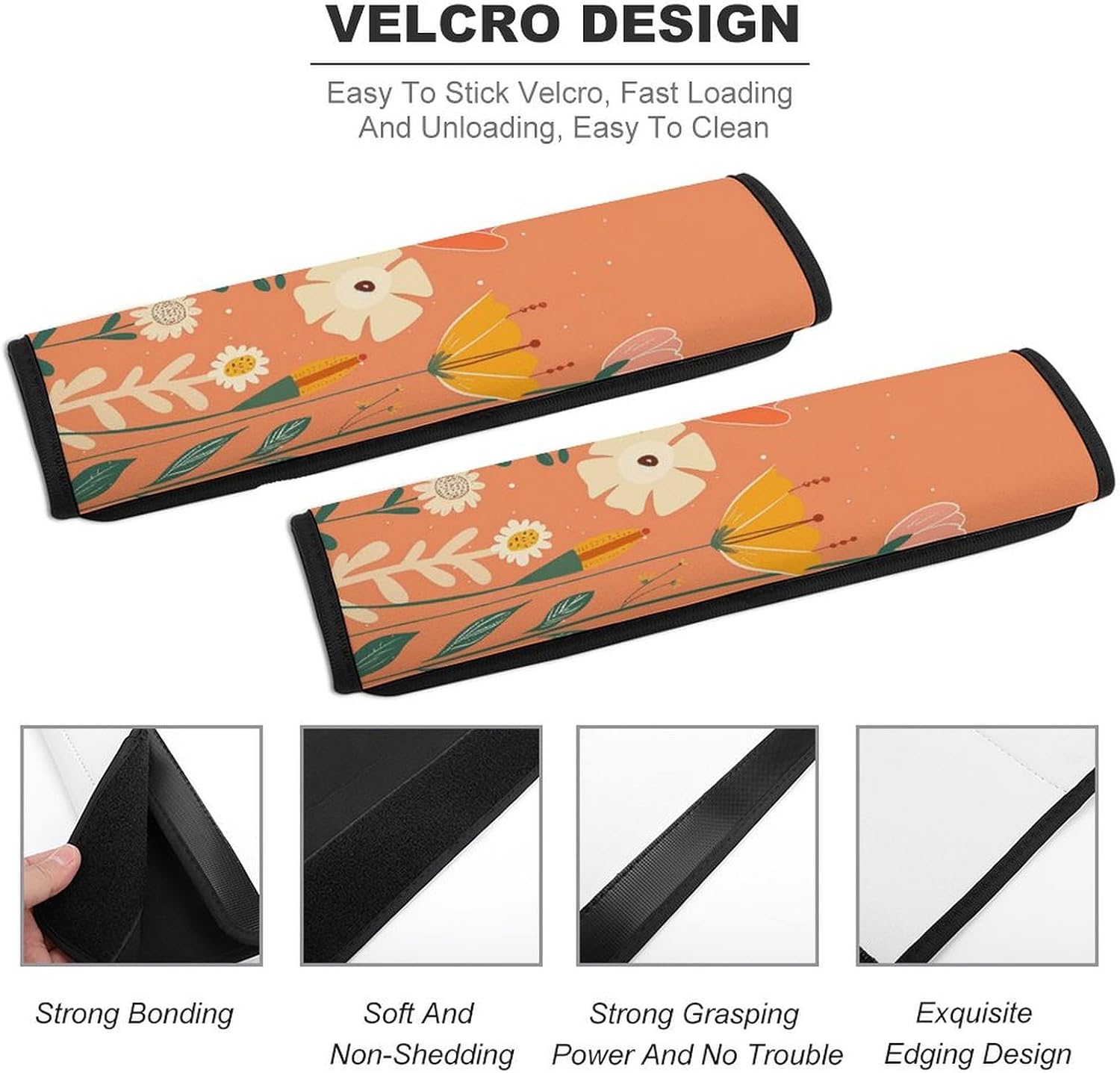 2 PCS Super Soft Car Seat Belt Pad, Cute Simple Clip Art Style Printed Waterproof Sweat-Absorbing Seat Belt Covers Backpack Shoulder Pad for All Car Seats Baby Strollers