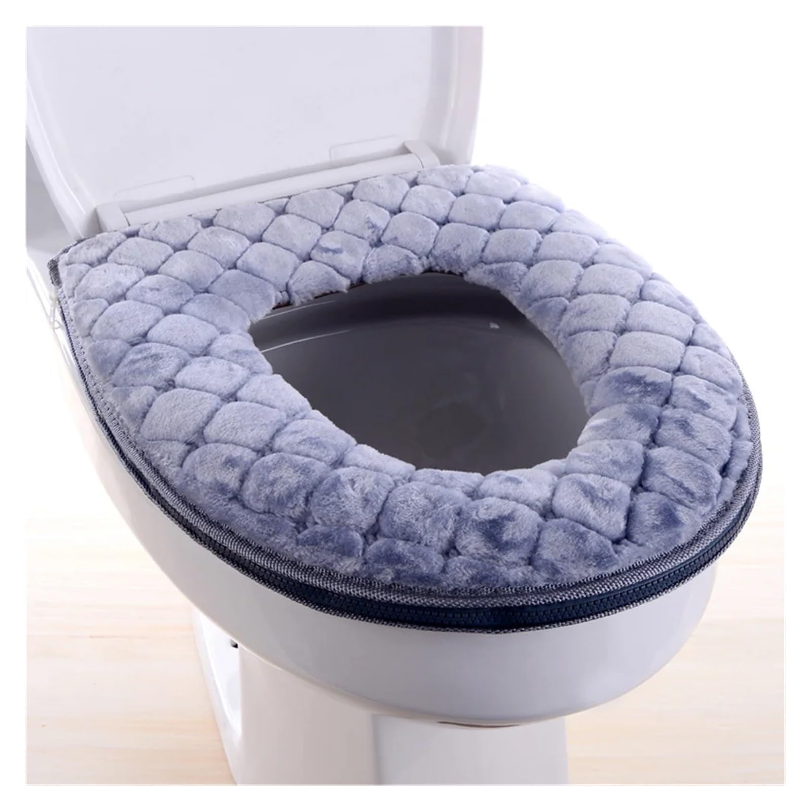 MZSKLW Padded Toilet Seat Plush Toilet Cover Seat Universal Model Ring Washable Zipper Mat Waterproof Bathroom Accessories(Gray)