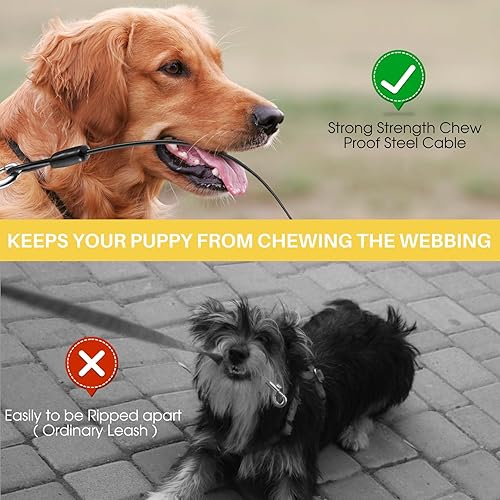 Miniatura 4 de Correa retráctil mejorada para perro con cable a prueba de mordidas y dispensador de bolsas de excrementos, correa resistente de 16 pies para perros