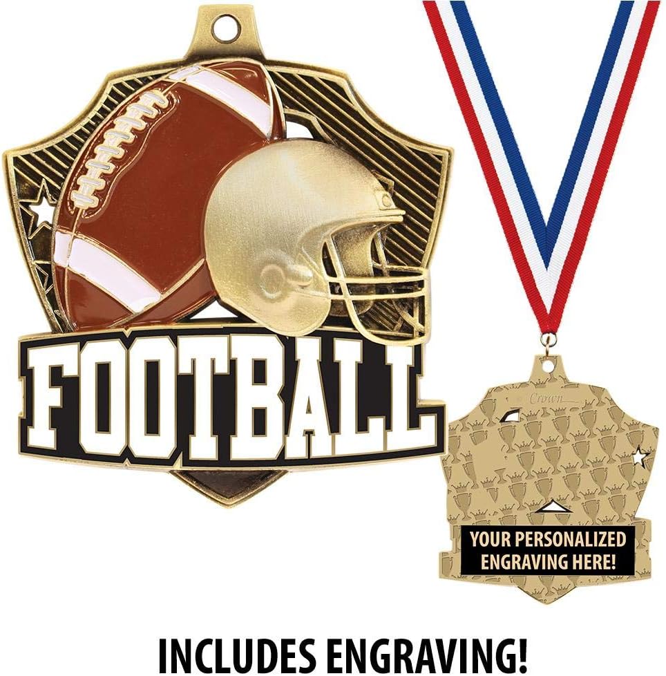 Crown Awards 2 1/4" Shieldz Flag Football Medals - 5 Pack