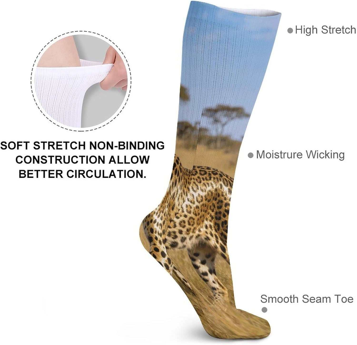 Solo Walk on The Grassland Crew Socks Cozy Casual Calf Socks Lightweight Long Work Sock Breathable Athletic Sock for Hiking Sports Running 5 Pairs