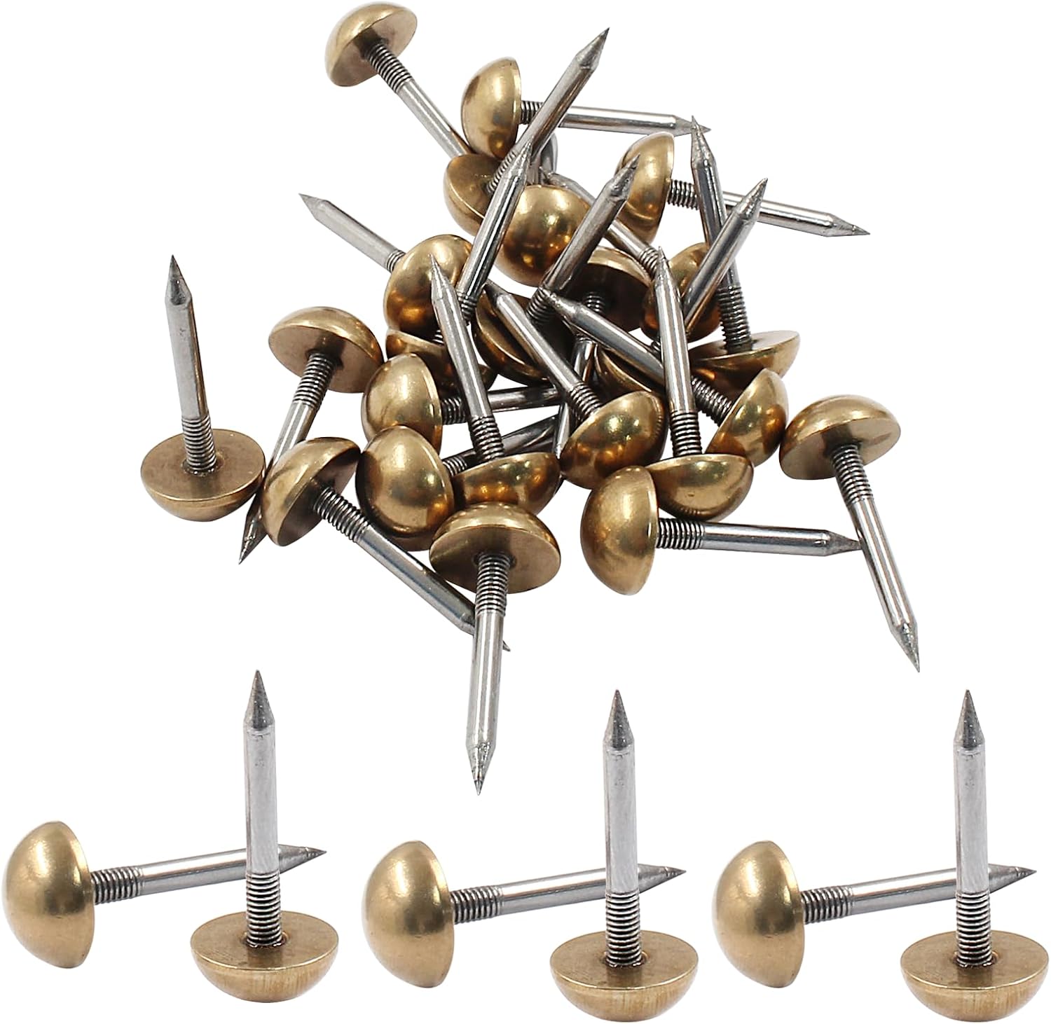 Hordion 24Pcs Upholstery Tacks Brass Tacks 1/2" Head Dia