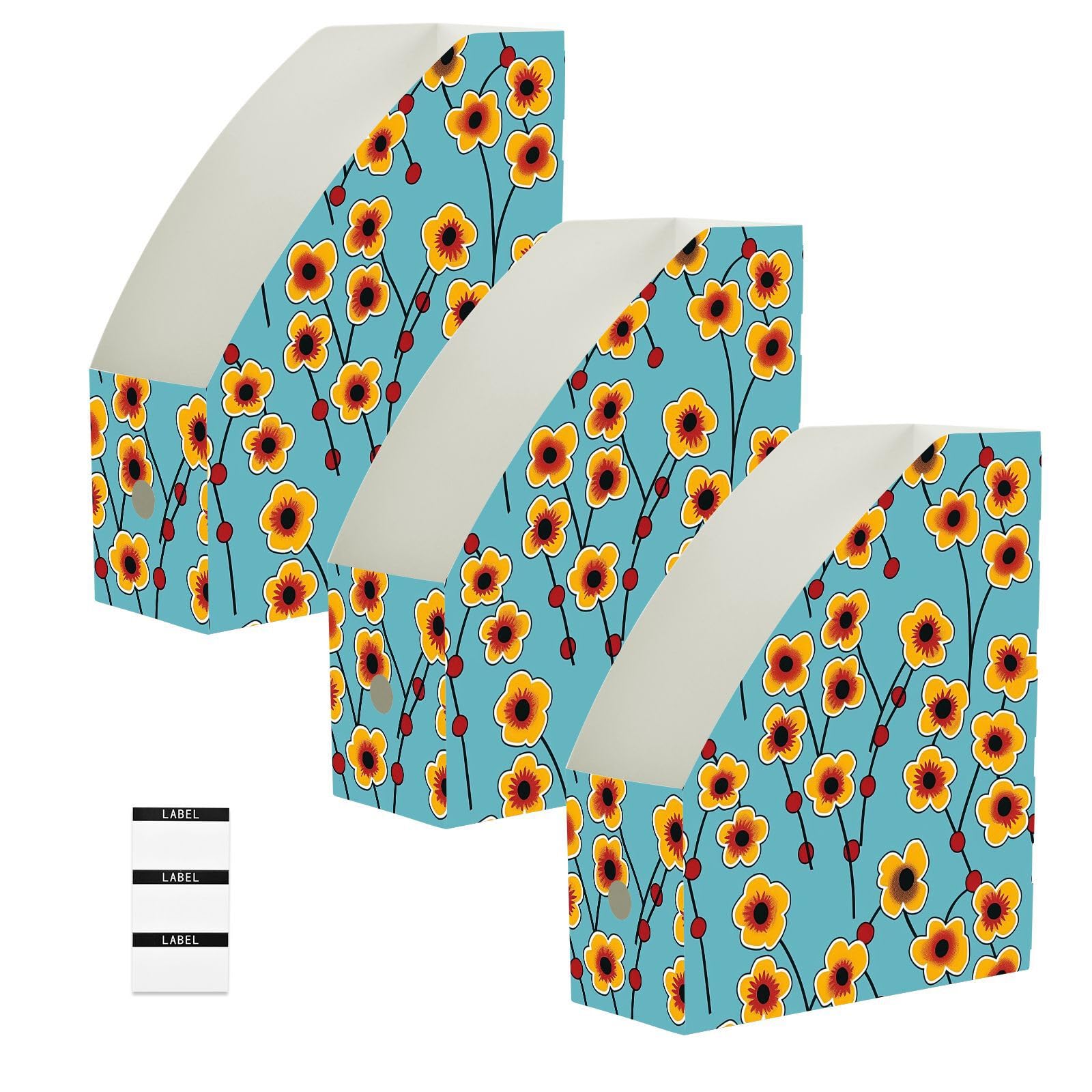 Classeurs pliables pour magazines boîte de rangement documents classe bureau fleurs turquoise