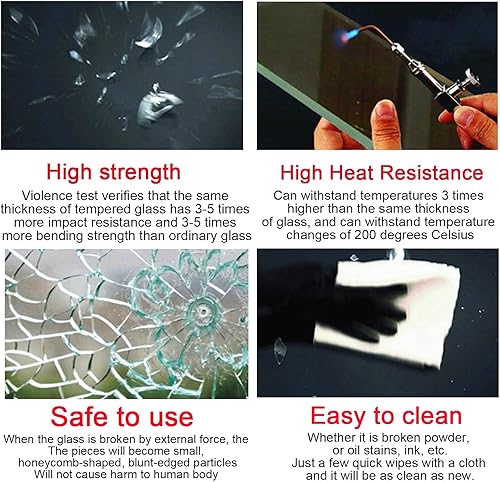 Miniatura 4 de WORDFUN Mesa de vidrio templado, tablero redondo de vidrio templado de 14 a 40 pulgadas, duradero, resistente a los impactos, para mesa de comedor,