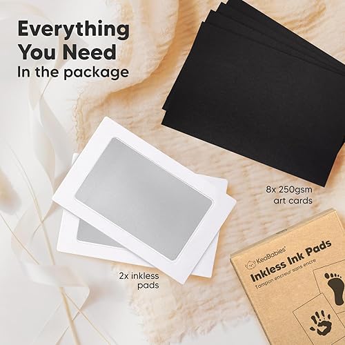 Miniatura 211 de Kit de 4 manos y huellas de bebé sin tinta, almohadilla de tinta sin desorden para recuerdo de recién nacidos, kit de huellas de nariz de perro