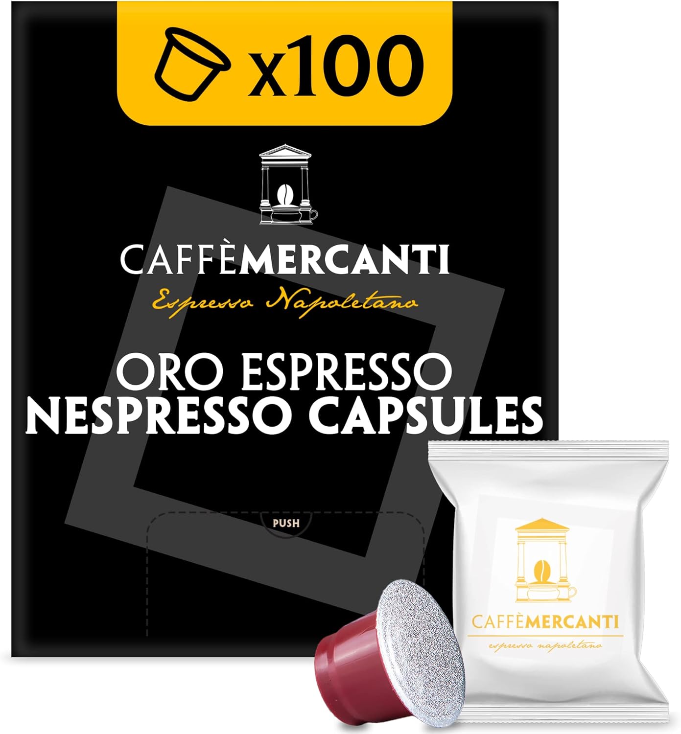 Caffe Mercanti Oro Italian Coffee Capsules Nespresso Compatible 100