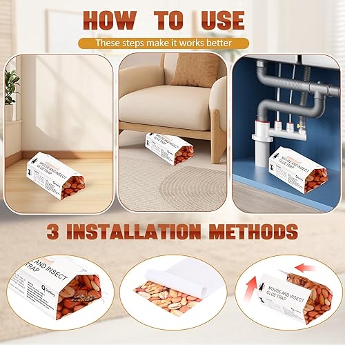 Miniatura 5 de Qualirey Paquete de 30 trampas de pegamento para ratones extra adhesivas para ratones, con peso de hasta 10.58 onzas, almohadillas adhesivas para