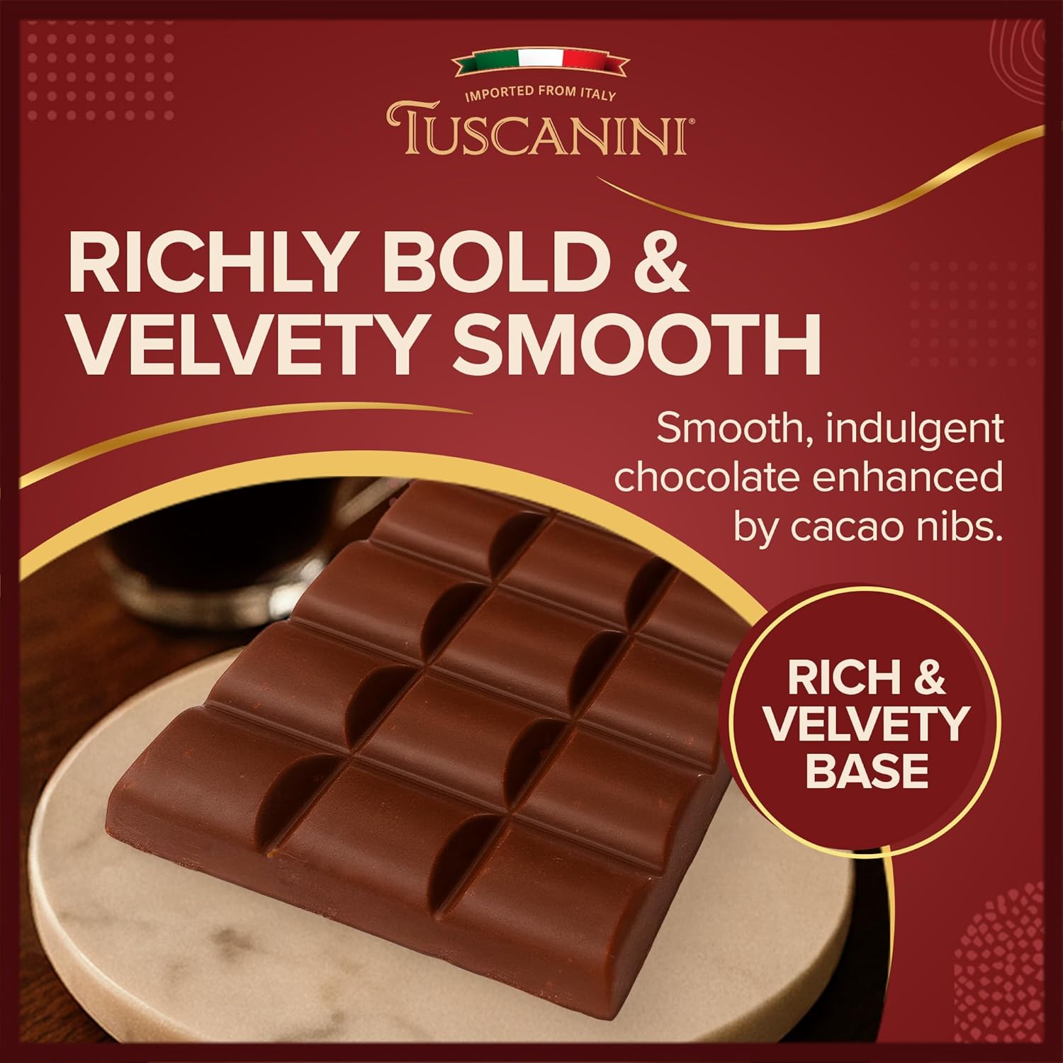 Tuscanini Italian Dark Chocolate Bar with Cacao Nibs, 3.5oz (4 Pack) | Imported from Italy | Vegan, Gluten Free | Dairy Free | Rich Dark Chocolate with Crunchy Cacao Nibs| Gourmet European Chocolate