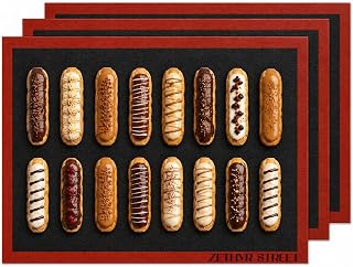 Perforated Silicone Baking Mats - Eclair Mat, 3/4 Sheet 13x19in, Pack of 3 | Eclair Silicone Baking Mat, Nonstick Reusable Breathable Air Mat, Heat Resistant, For Pizza, Pastry, Pie Crust, Sugar Cookie