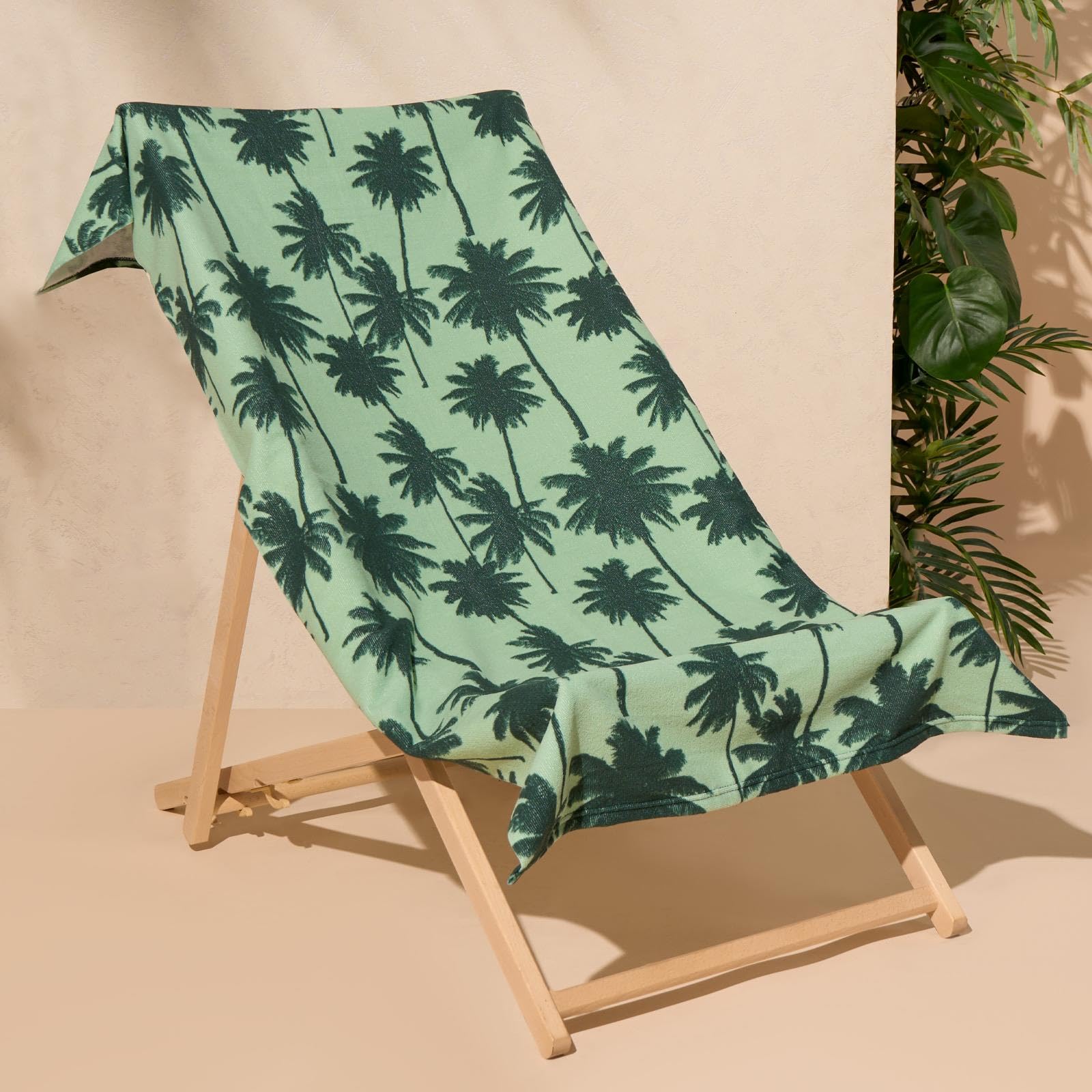 Dreamscene Women's Palm - Green Beach Towel Palm Tree Green, Microfibre Beach Towels For Adults Kids Gym Swimming Pool Beach Holiday Essentials Quick Dry Towel, 71Cm X 152Cm