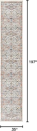 Miniatura 2 de Unique Loom Lola Collection - Alfombra de área Vivacious (2 pies 11 pulgadas x 16 pies 5 pulgadas, color marfilazul)