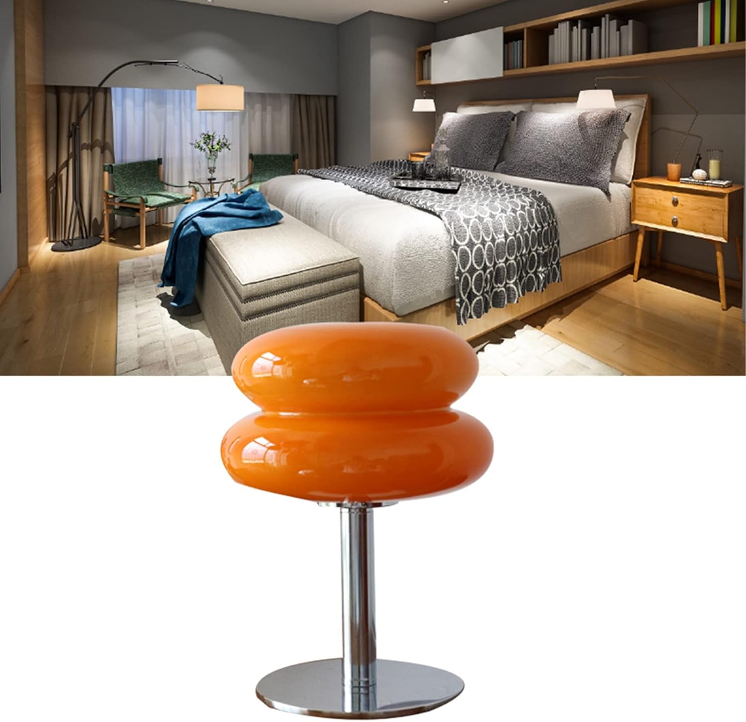 JUOPZKENN Egg Tart Glass Desk Lamp - Cute Dorm Bedroom USB Table Lamp (Orange)