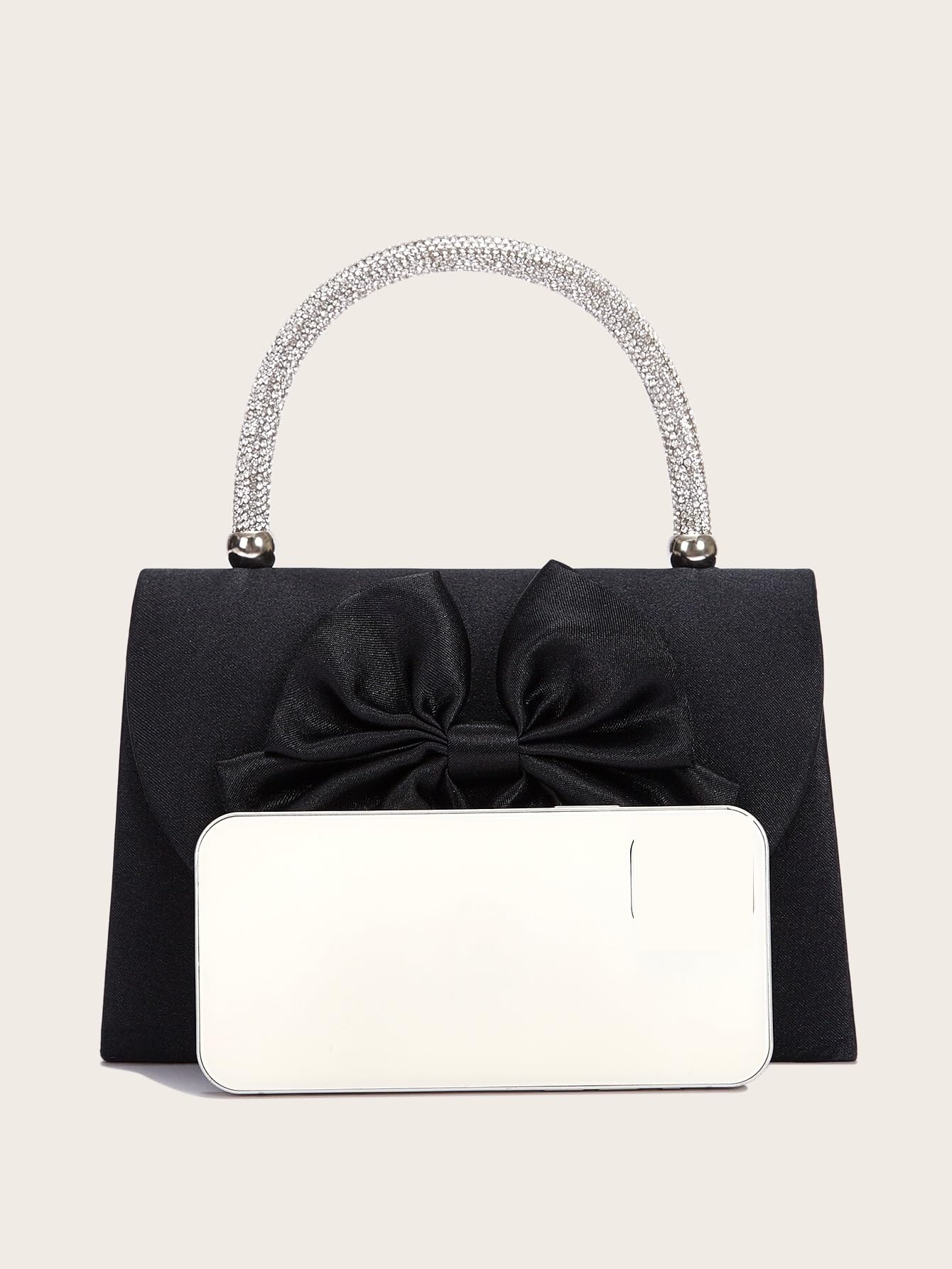 Bolso de mano de noche for mujer, bolso de mano con lazo de seda, bolso de mano con decoración, bolso de hombro cruzado, bolso de mano con asa y diamantes de imitación brillantes, bolso de mano for fi