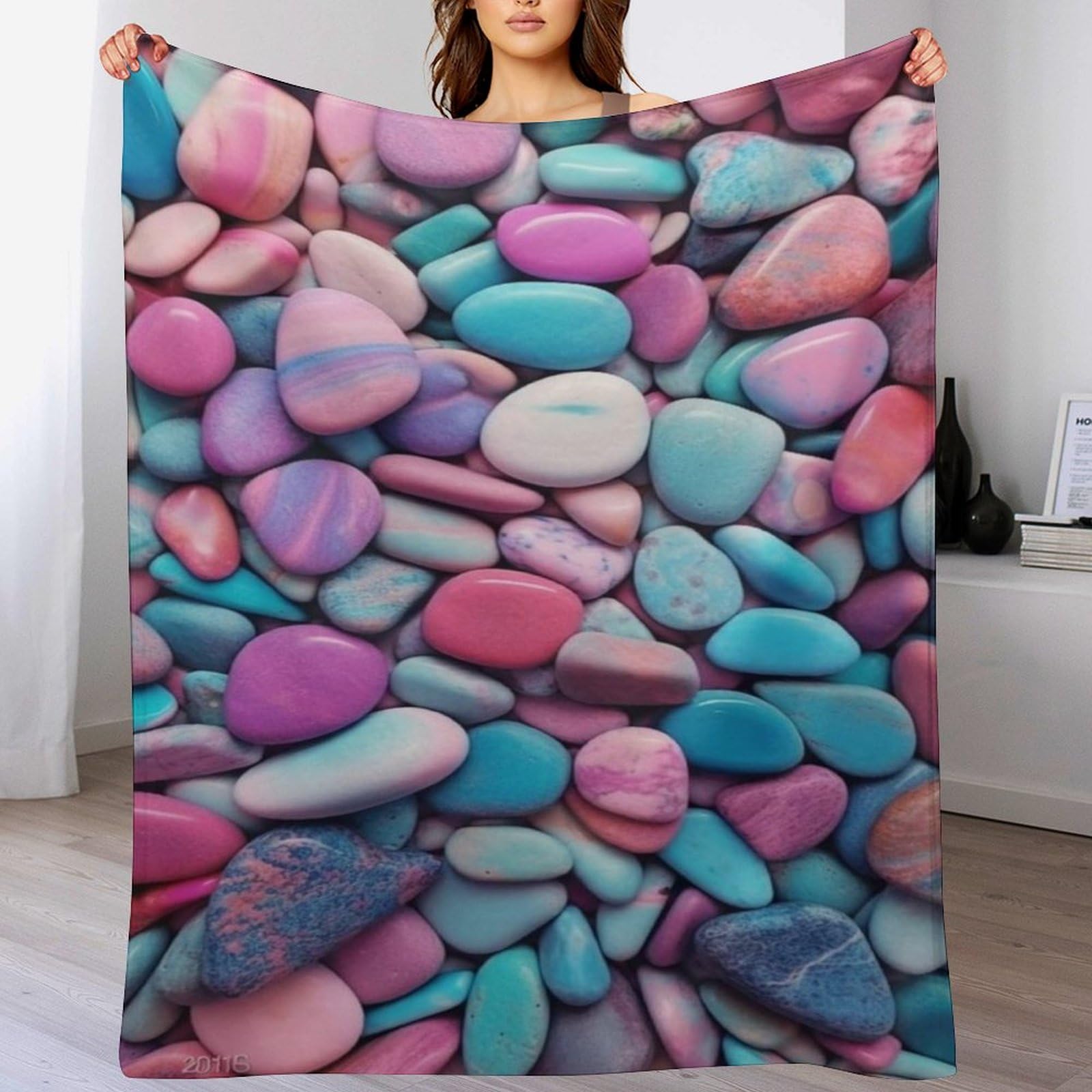Plaid canapé couverture polaire en flannel stone plage couverture de luxe douce 150x200cm