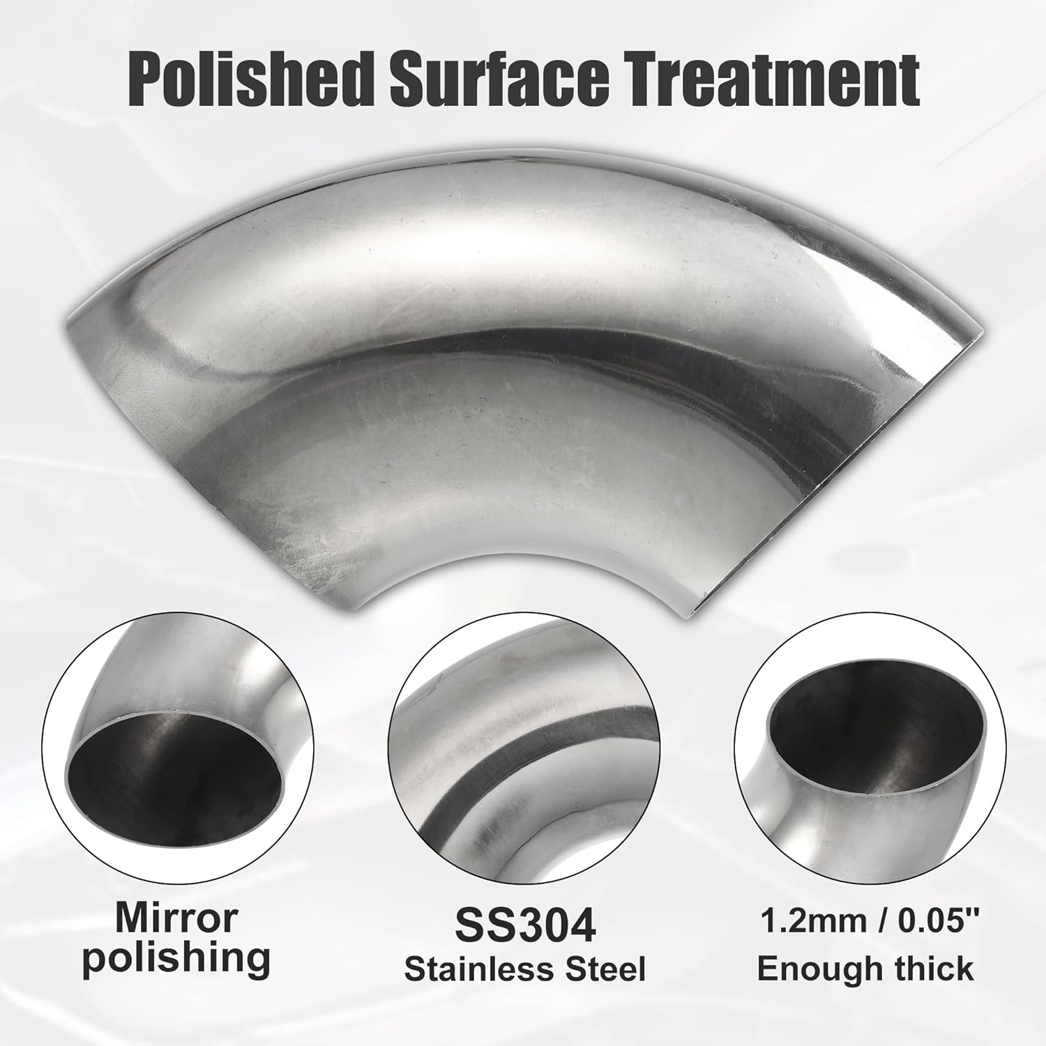 X AUTOHAUX 2pcs OD 3 Inch 90 Degree 1.2mm Thickness Mandrel Bend Elbow SS304 Stainless Steel Bend Tube Exhaust Elbow Pipe for Car Modified Exhaust System