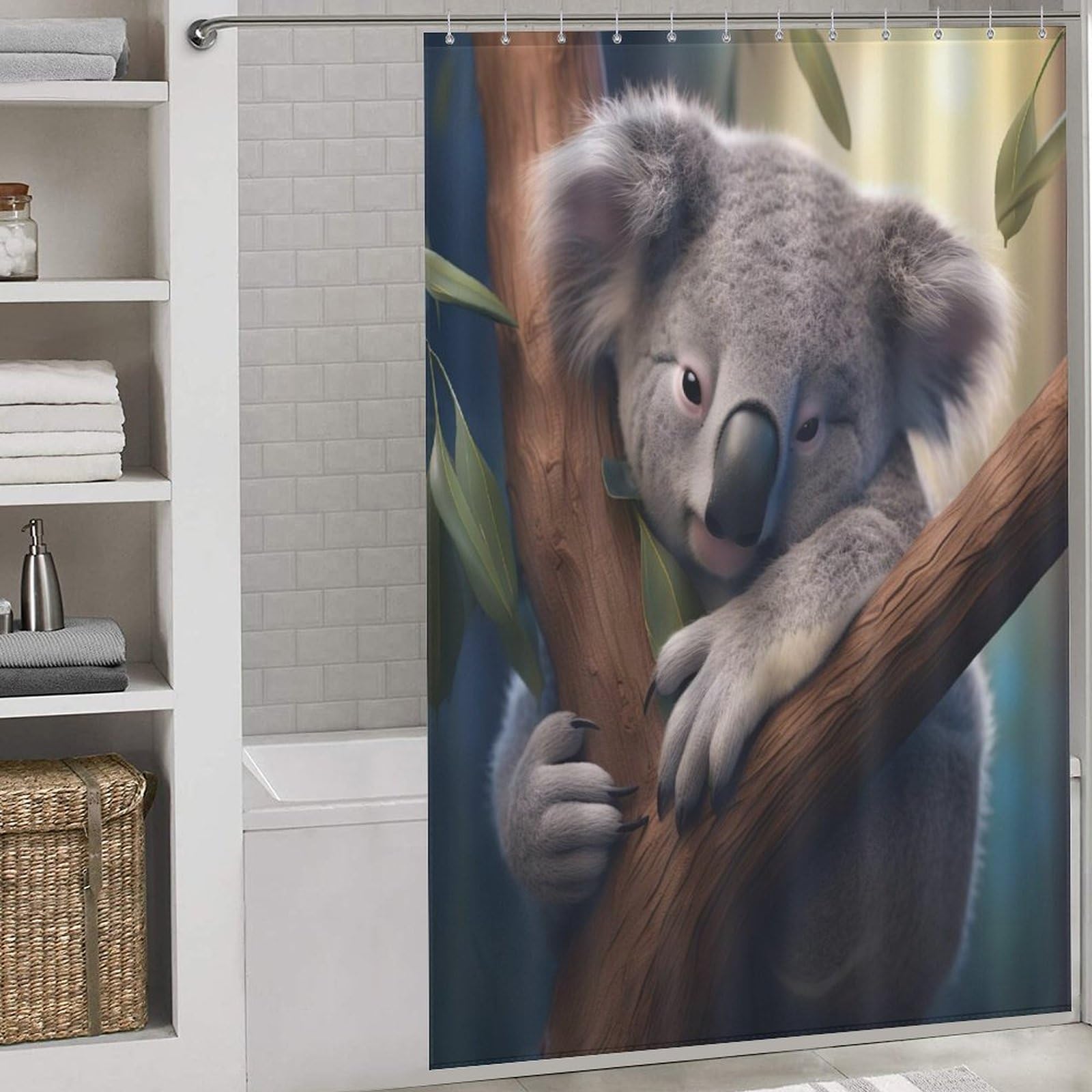Rideau de douche koala anti-éclaboussures 152x183cm pour sol toujours sec