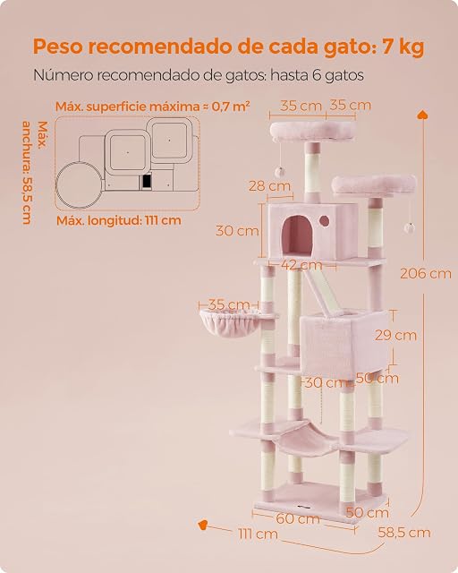Foto 7 de 8 de Feandrea Rascador para Gatos Grandes, 203.5 cm de Altura