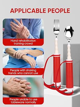 Adaptive Utensils for Disability Gadgets Swivel Fork Spoon for Hand Tremors | Easy Grip Safe Stainless Steel, Parkinson's patients, 360 Rotatable Alzheimers Handicap accessories for daily living Elderly