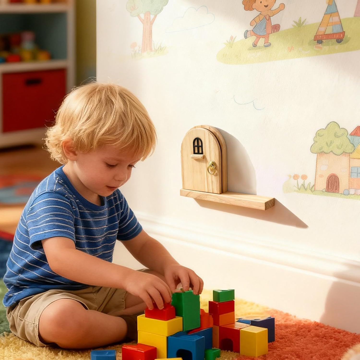 Fairy Door Outlet Cover - Wooden Socket Guard, Decorative Electric Protector with Charm, Safety Shield Pair with Style, Home Supply Design, Childproof Aid for Nursery, Bedroom, Playroom, Classroom