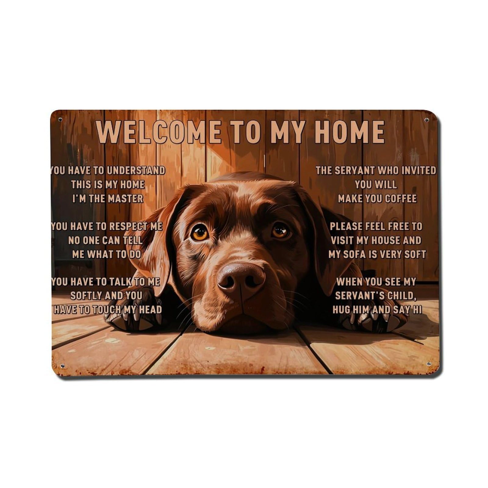 Dog Home Welcome Sign Art Metal Tin Sign Plaque